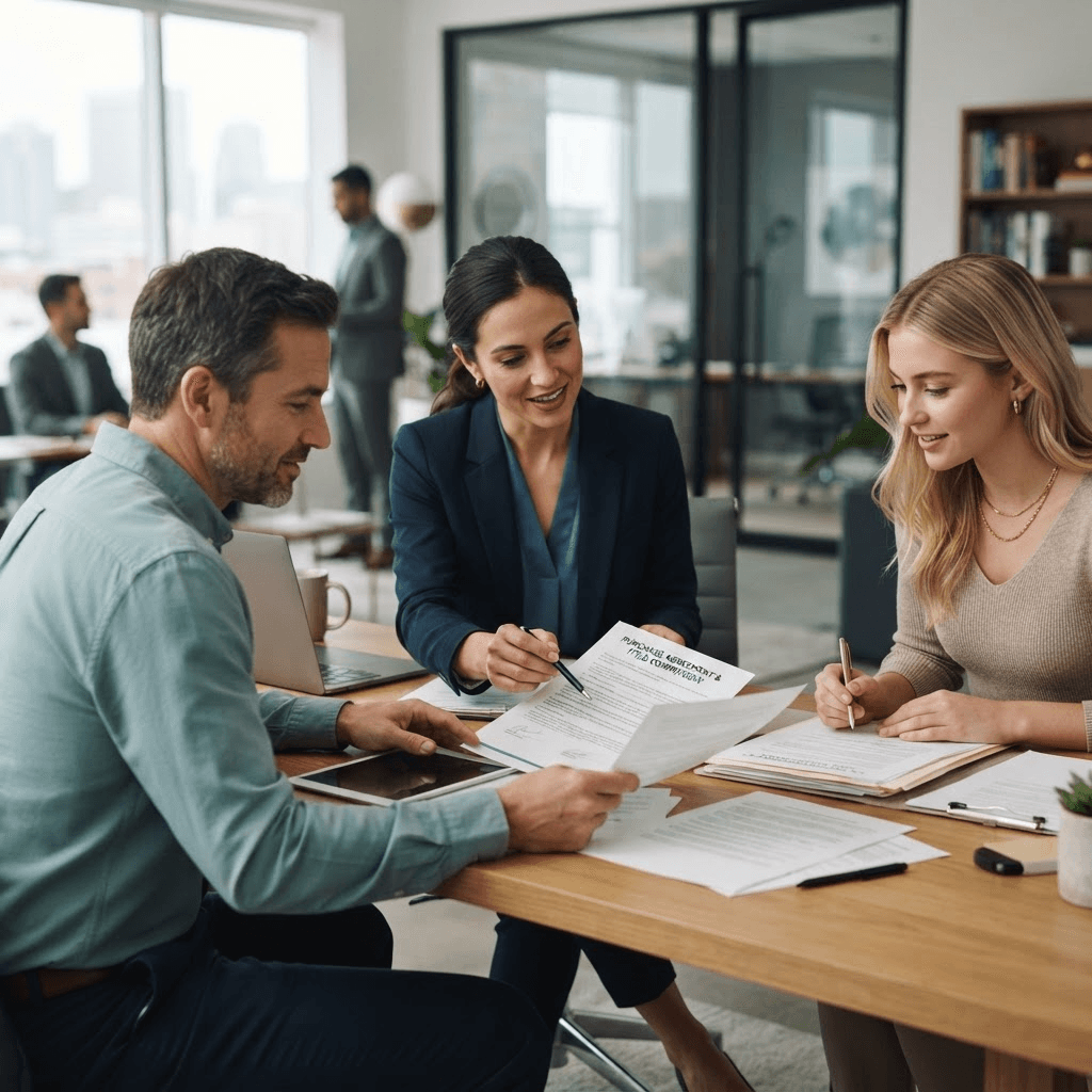A title agency team collaborating